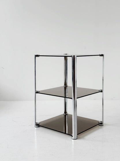 Vintage glass and chrome metal cabinet – 1970s