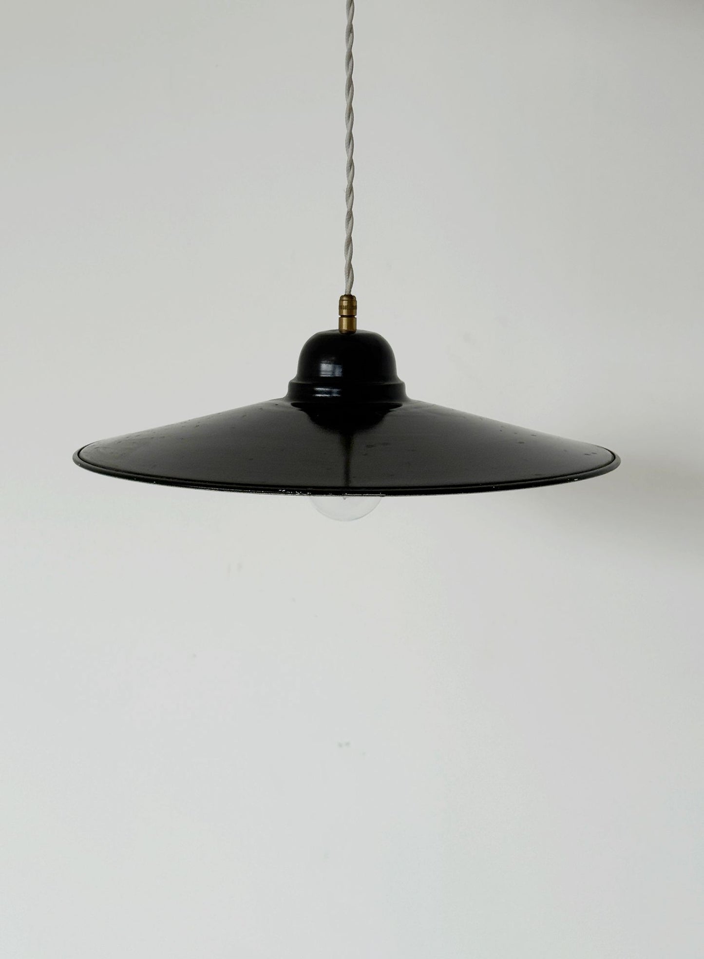 Black Enameled Industrial Pendant Lamp – 1950s/1960s