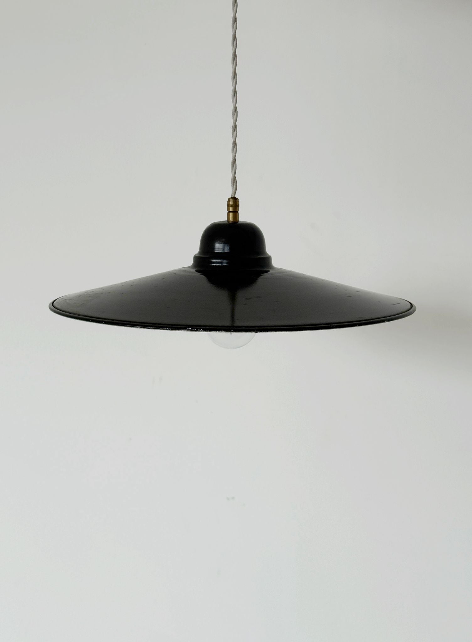 Black Enameled Industrial Pendant Lamp – 1950s/1960s