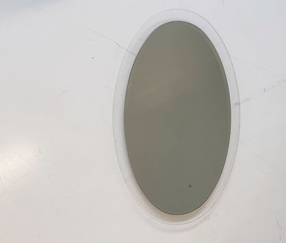 Oval mirror with clear glass frame (c. 1970s)