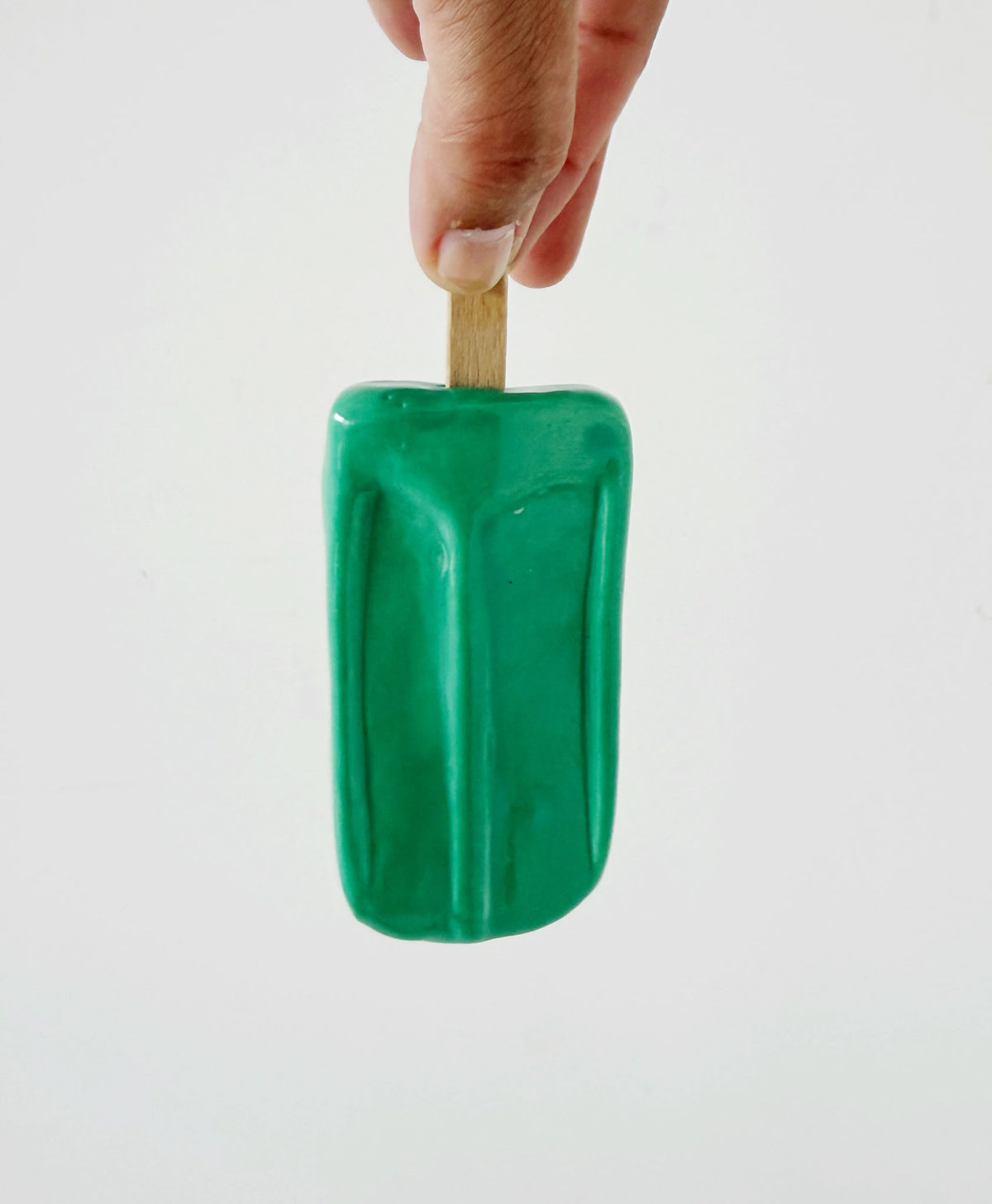 Ghiacciolo decorativo in ceramica smaltata verde turchese