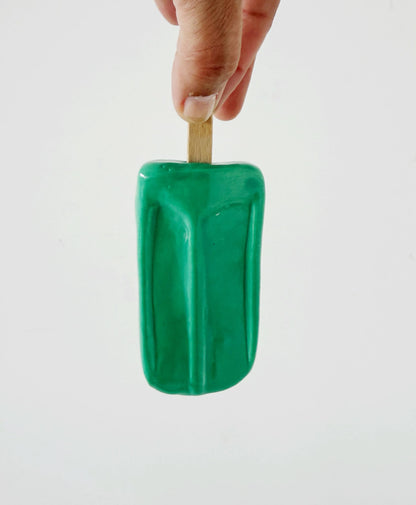 Ghiacciolo decorativo in ceramica smaltata verde turchese