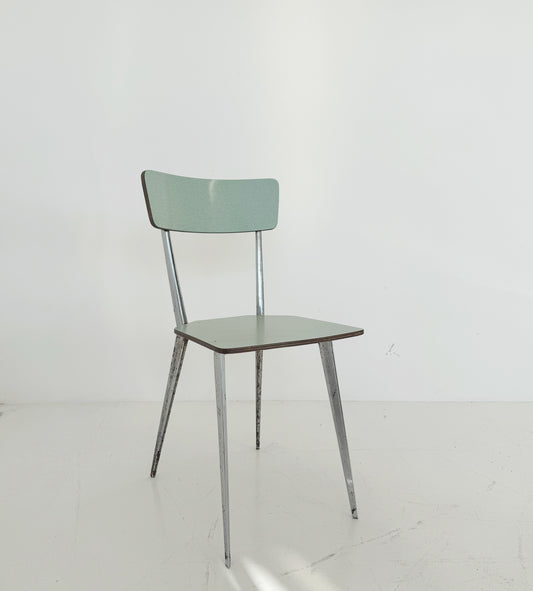 Vintage Chair in Chromed Metal and Tiffany-Color Formica