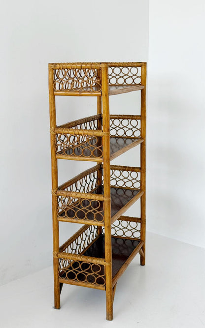 Bamboo and wicker bookcase – 1960