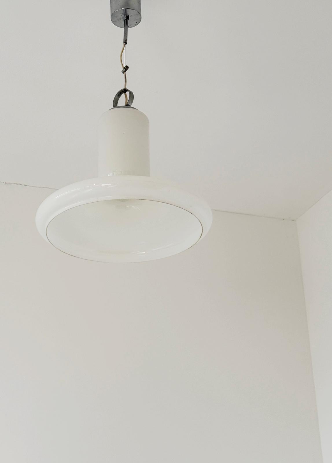 Opal glass pendant lamp, 1960s