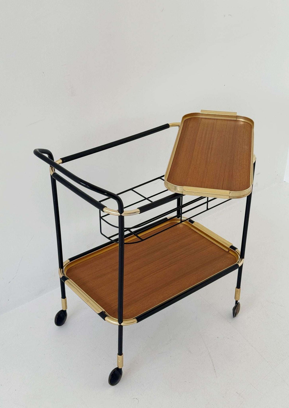 Gold-plated metal and Formica serving trolley, 1950s/1960s