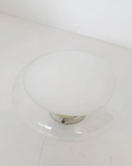 Applique in vetro soffiato e metallo laccato bianco, anni ’70