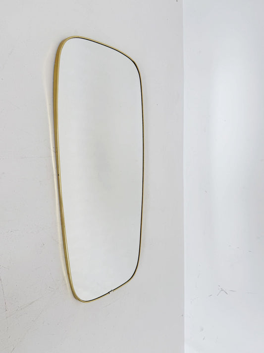 Specchio da parete con cornice in metallo dorato, anni '50-'60