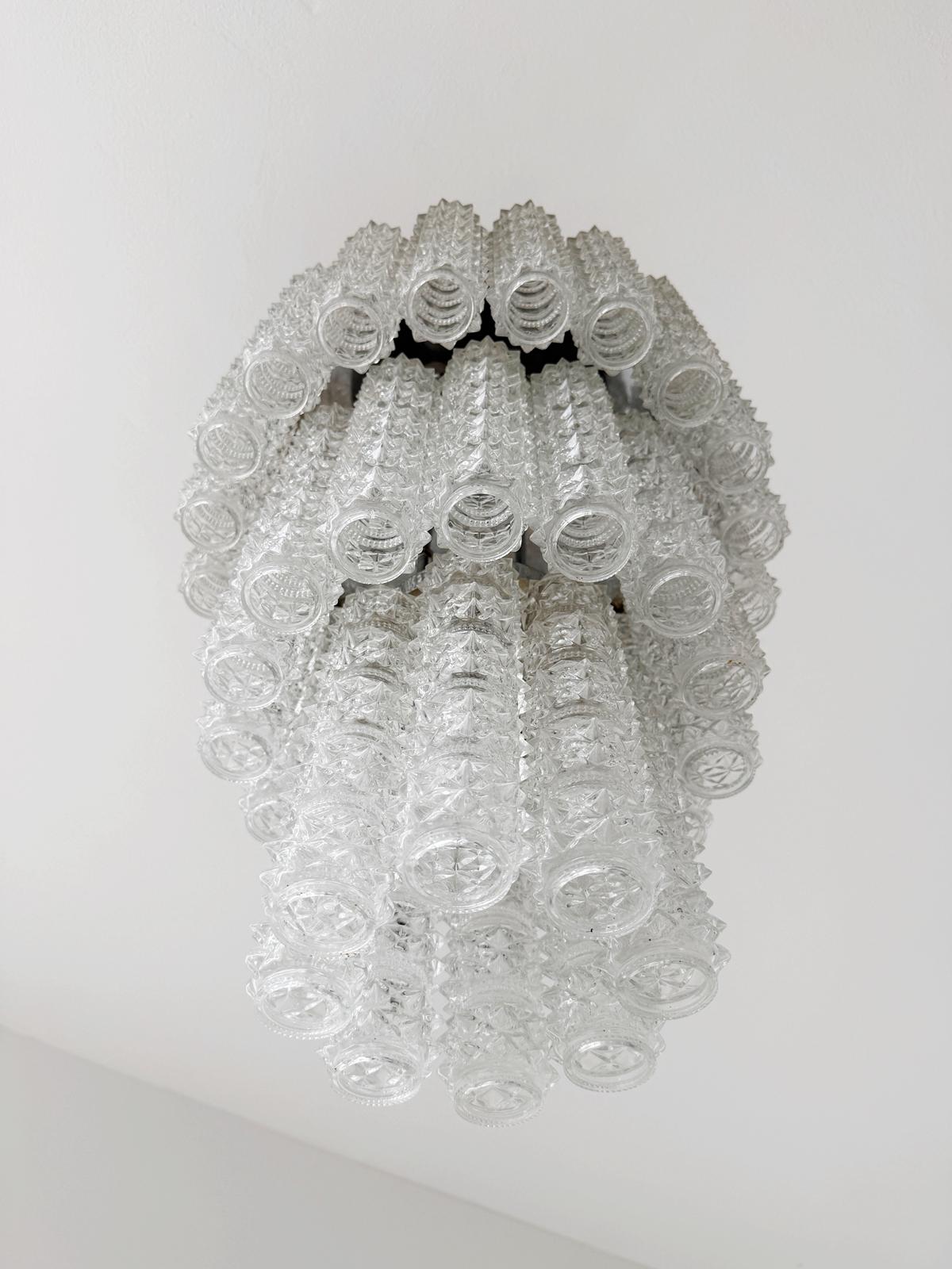 Modular pendant lamp in printed glass, 1970s