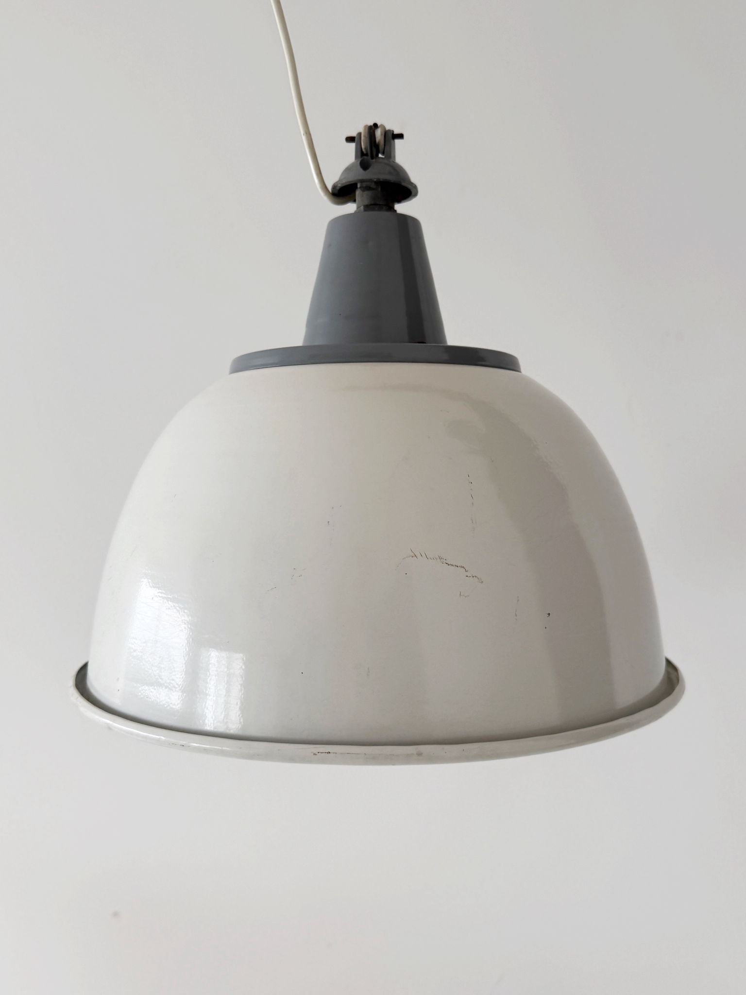 Industrial chandelier in white metal