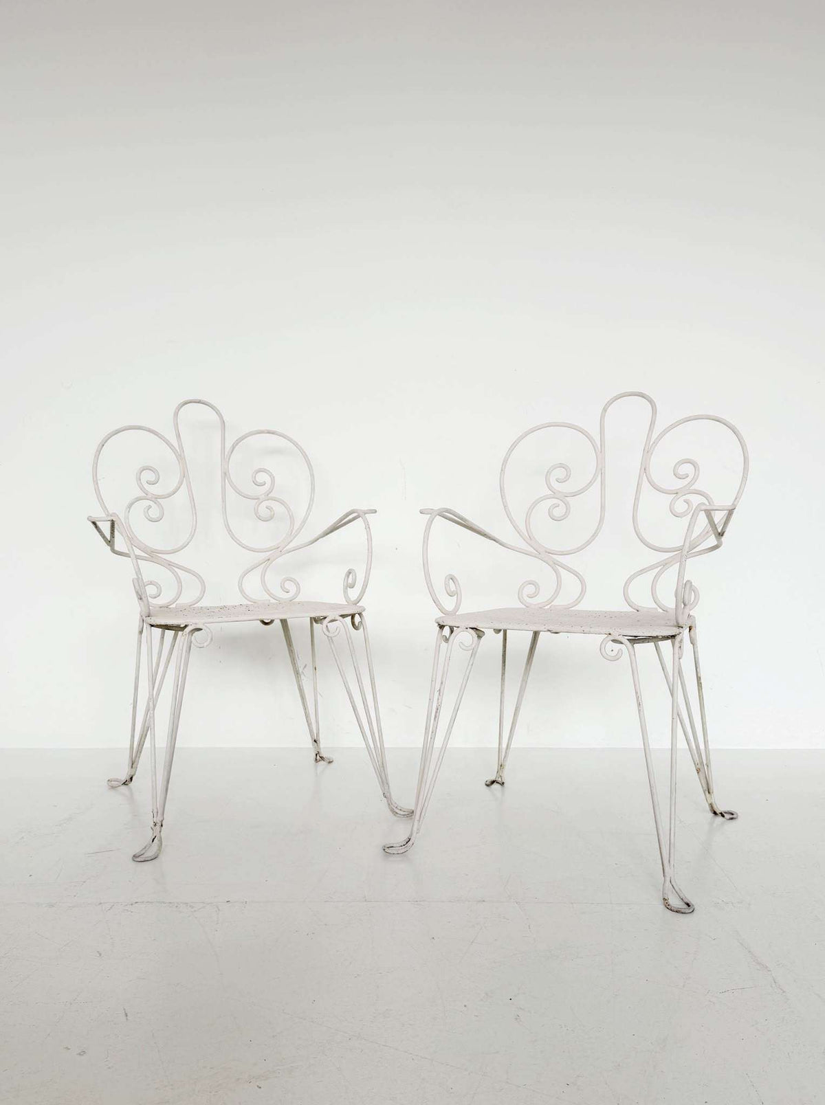 Pair of wrought-iron garden armchairs, Italy, mid-20th century