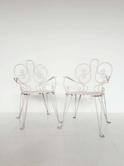 Pair of wrought-iron garden armchairs, Italy, mid-20th century