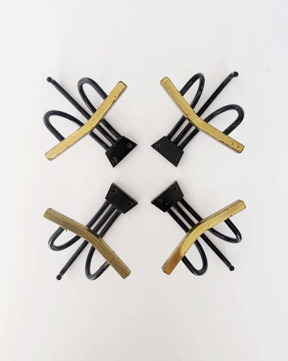 Set of 4 Metal and Brass Wall Hooks – 1960s
