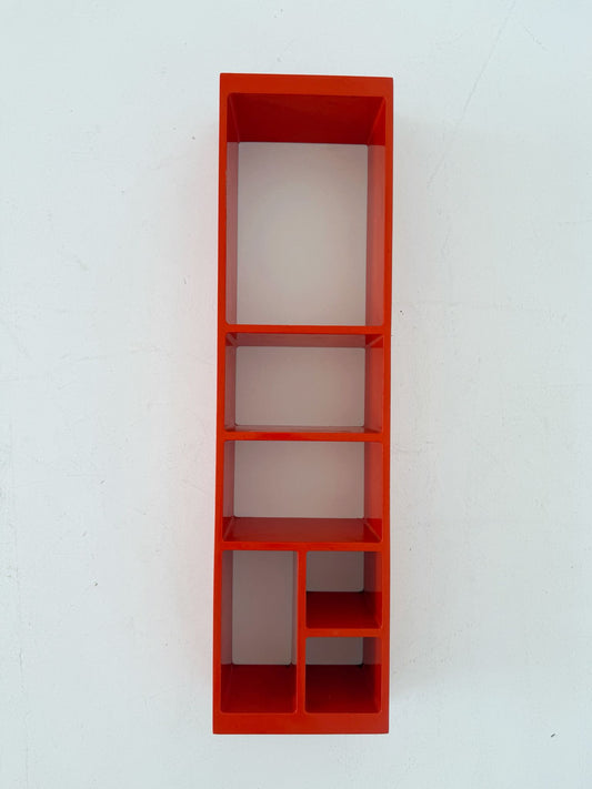 Mensola modulare in legno laccato arancione – anni '70