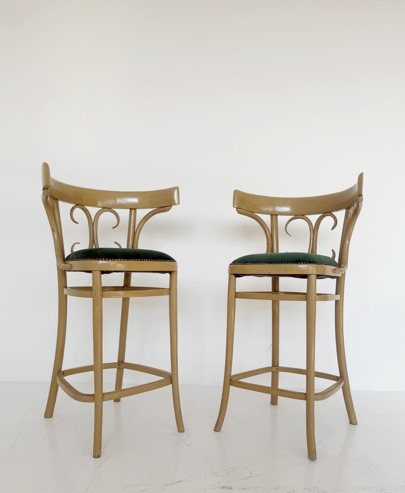 Pair of bentwood high stools
