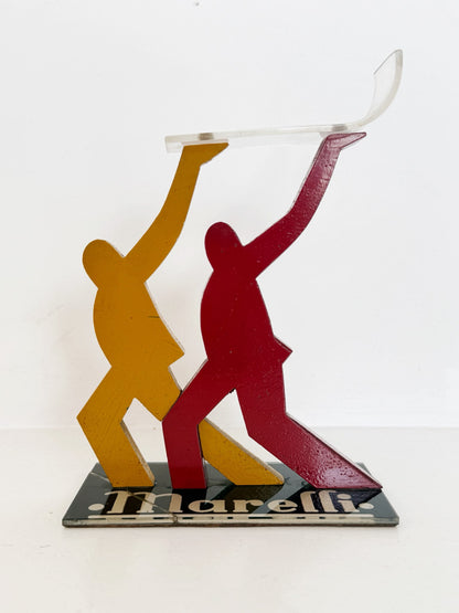 Marelli advertising display stand in wood and Plexiglass – Italy, 1980s/90s