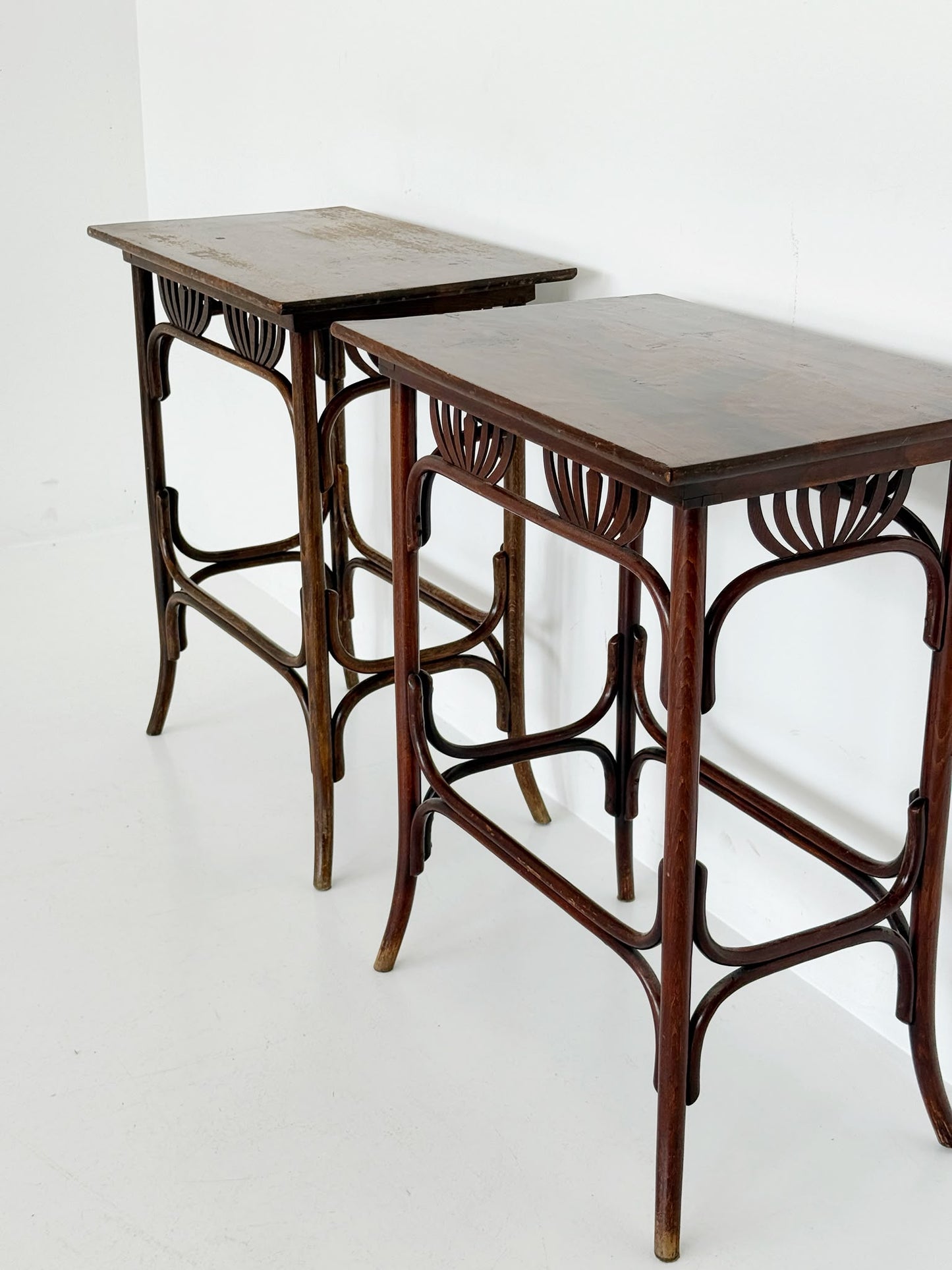 Pair of Thonet bentwood side tables, Austria, early 20th century