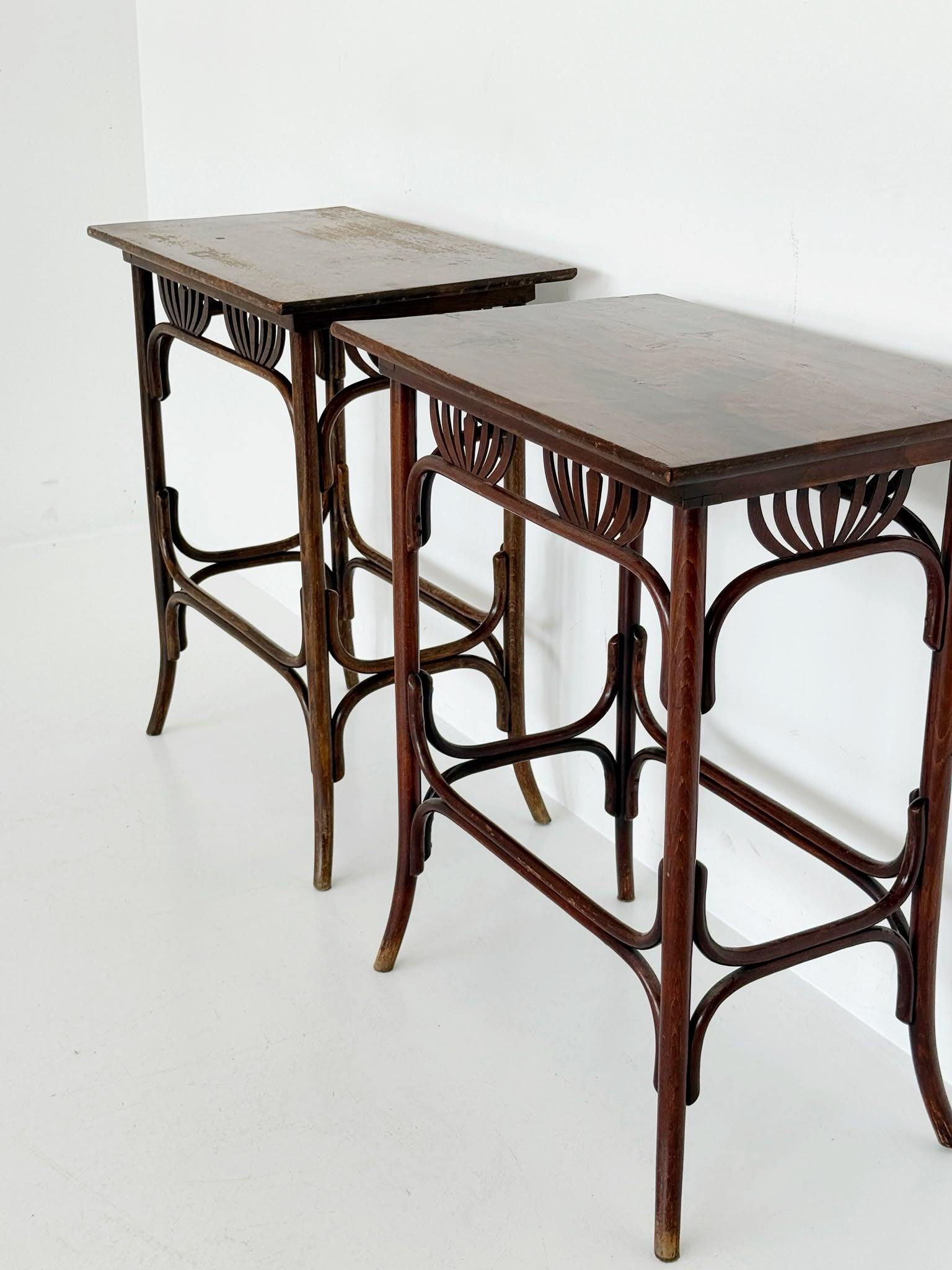 Pair of Thonet bentwood side tables, Austria, early 20th century