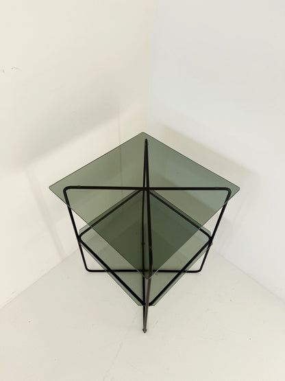 Metal and smoked glass coffee table, 1970s