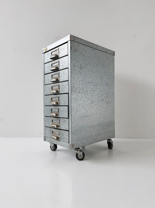 Zinc-plated metal industrial chest of drawers "Zinco by Siarco" – on wheels