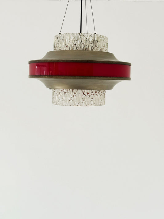 Lampadario in vetro e alluminio