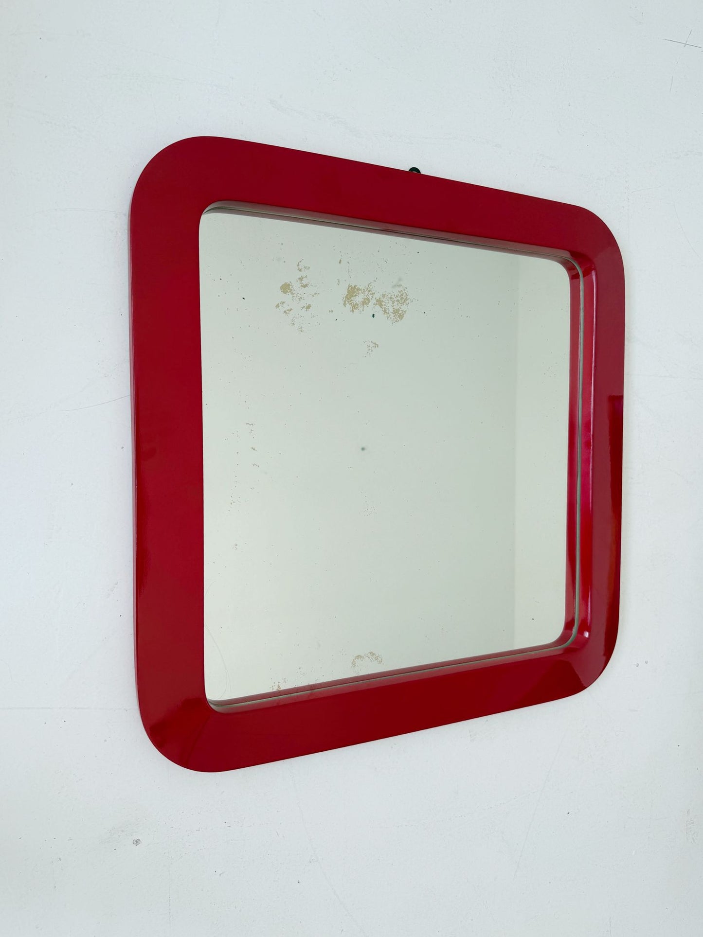 Specchio quadrato anni '70 con angoli arrotondati