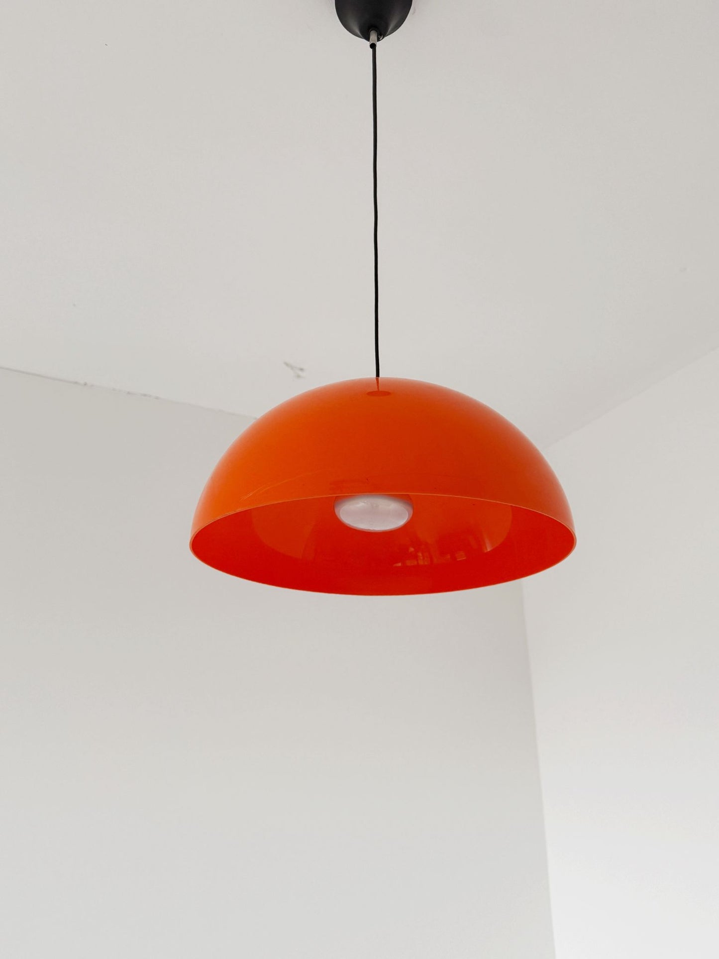Orange plastic dome chandelier, 1970s