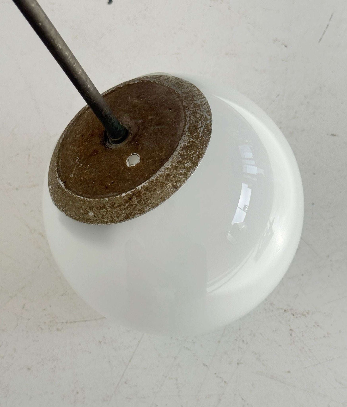 Pendant Lamp with Opal Glass Globe – 1940s/1950s
