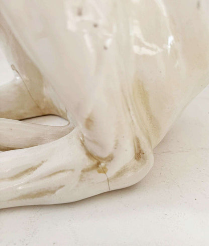 Glazed Ceramic Greyhound Sculpture – Decorative Elegance