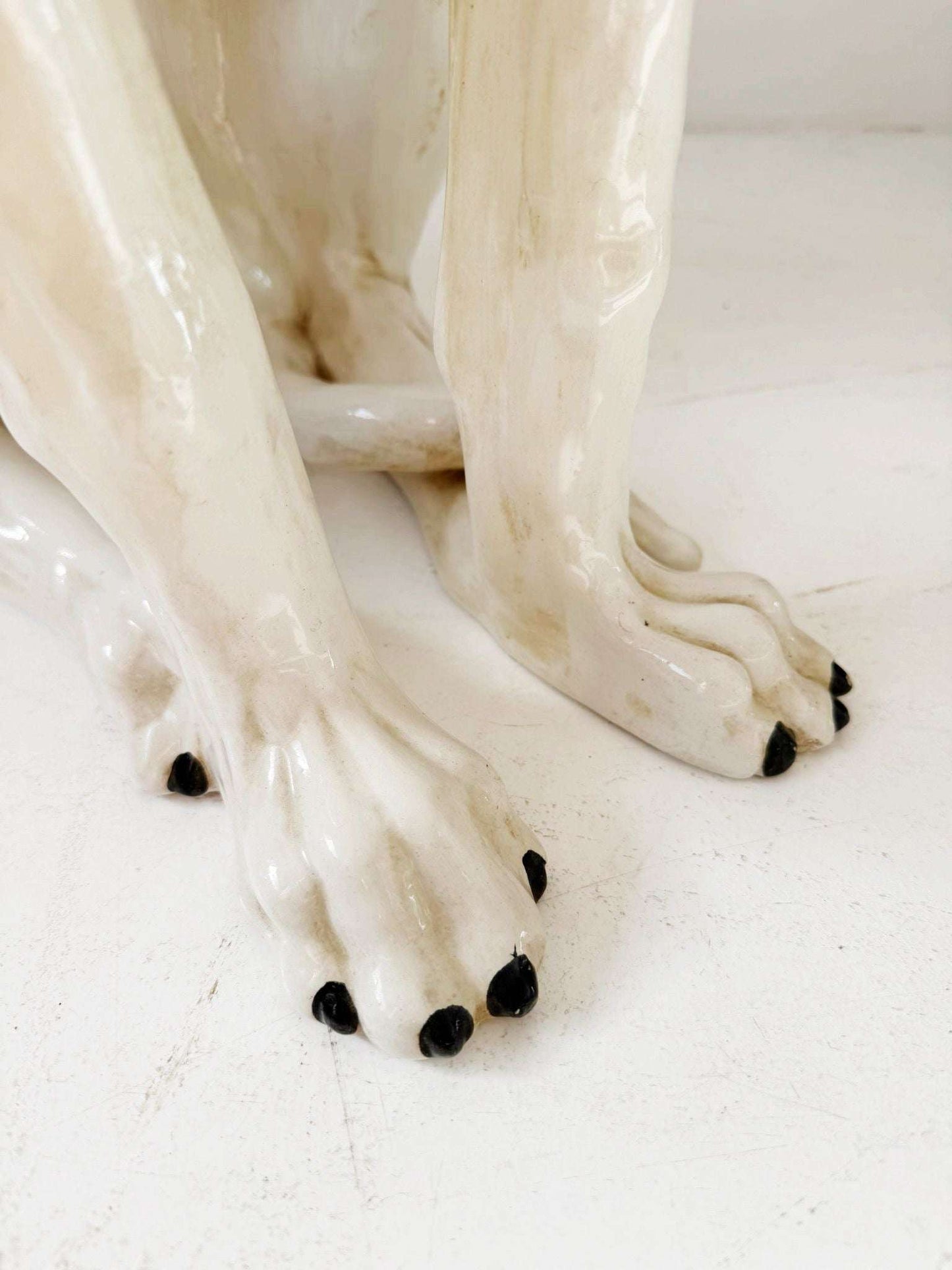 Glazed Ceramic Greyhound Sculpture – Decorative Elegance