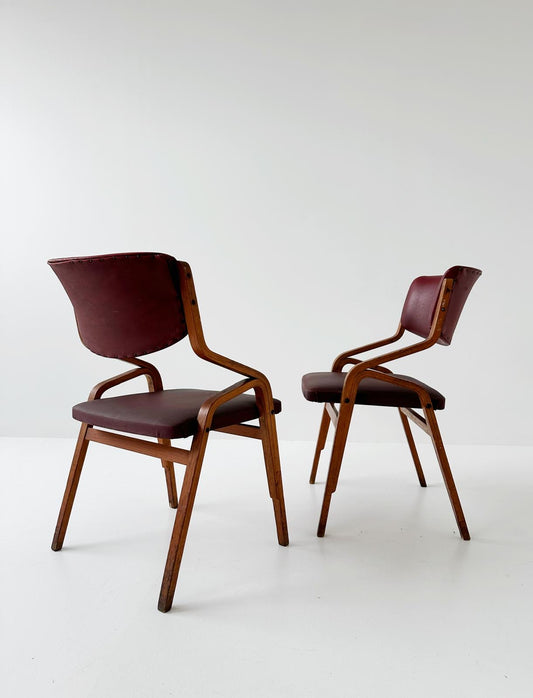 Pair of sky and wood chairs