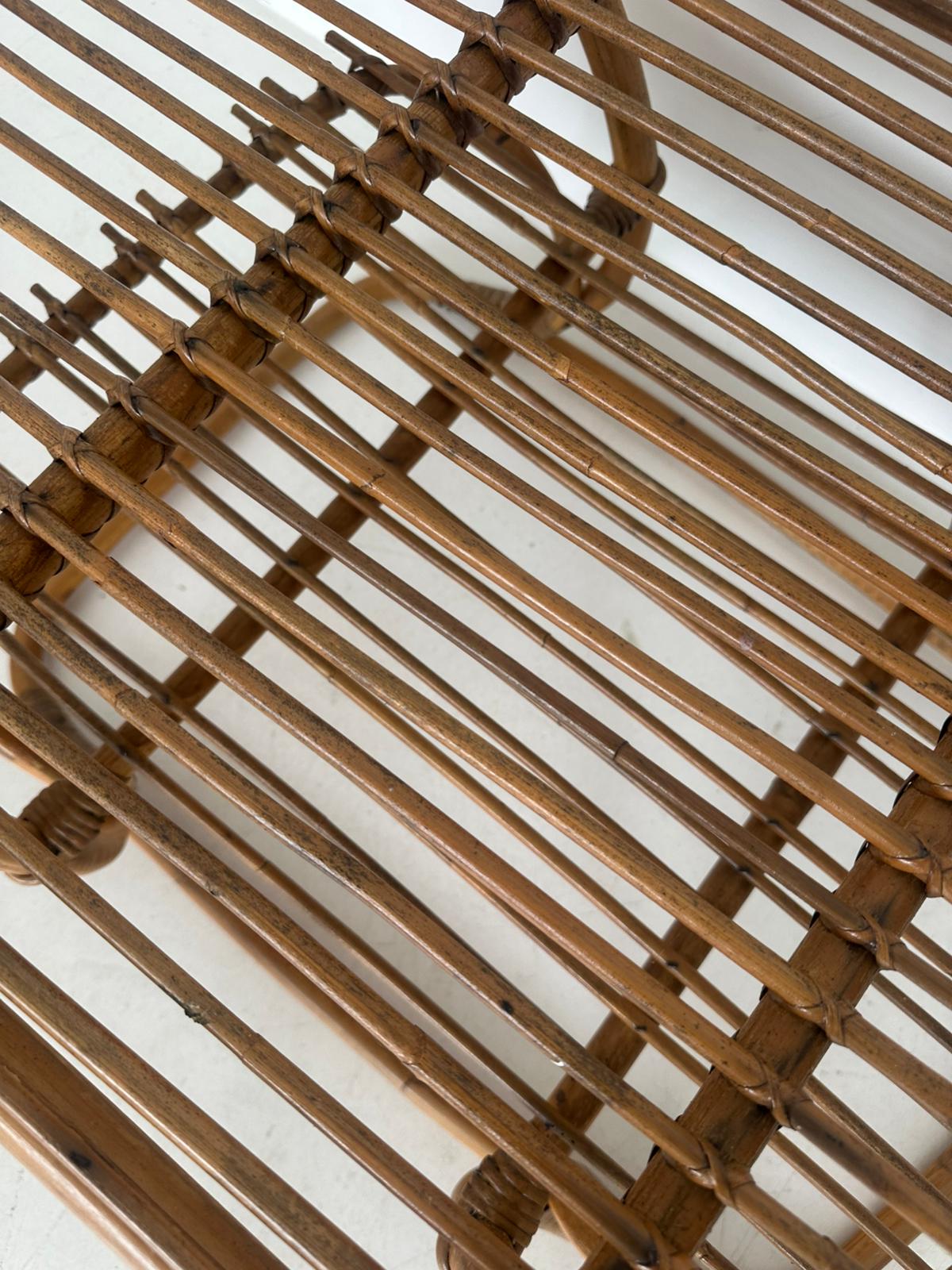 Original 60s rattan lounge set – 4 armchairs + coffee table