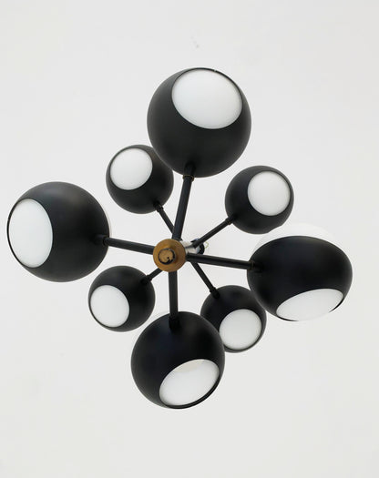 Black chandelier with glass spheres