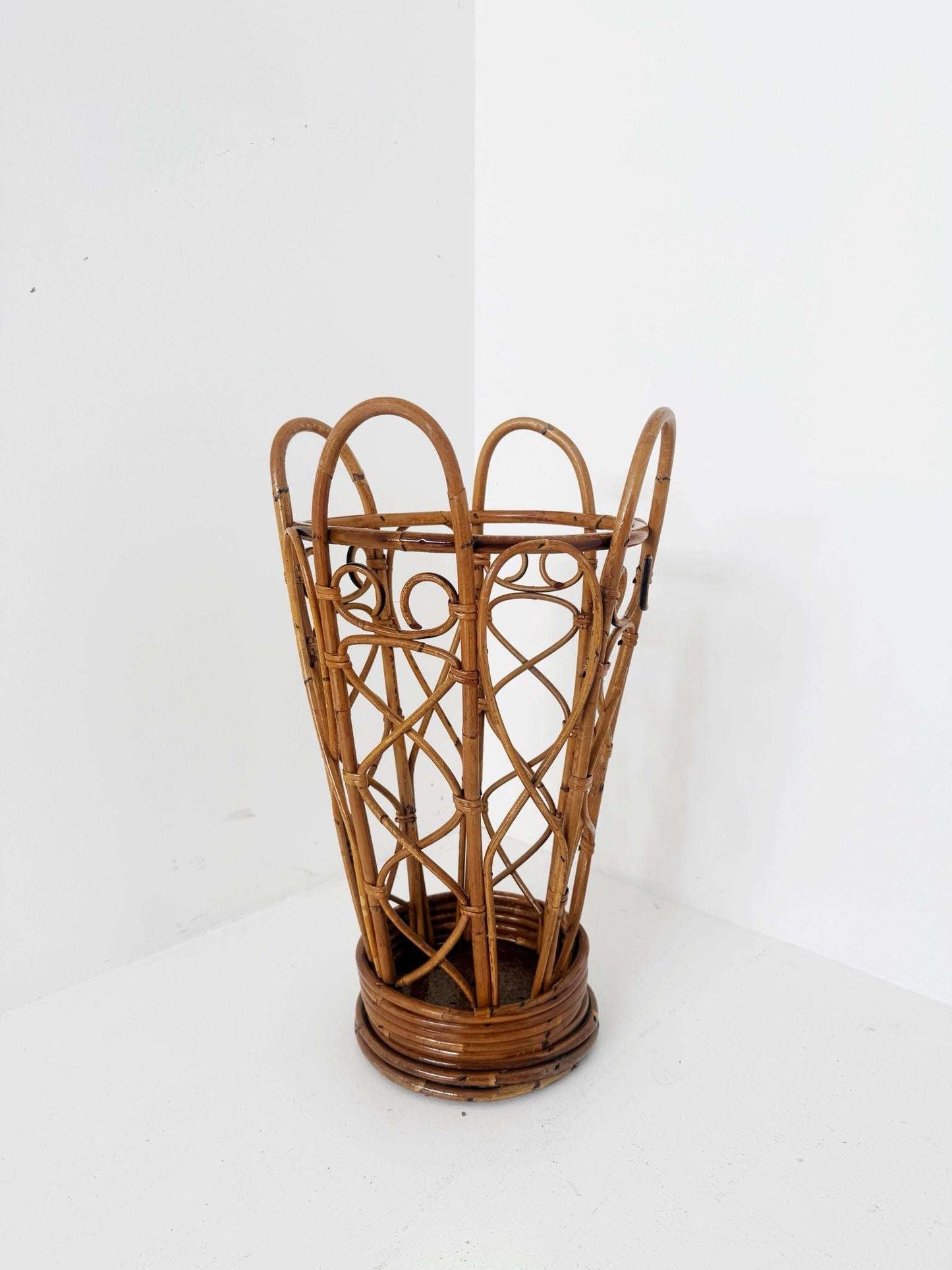 Bamboo and rattan umbrella stand – 1960s/1970s