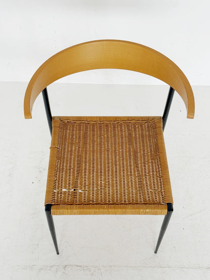 Italian Chair in Metal, Bentwood, and Wicker – 1960s