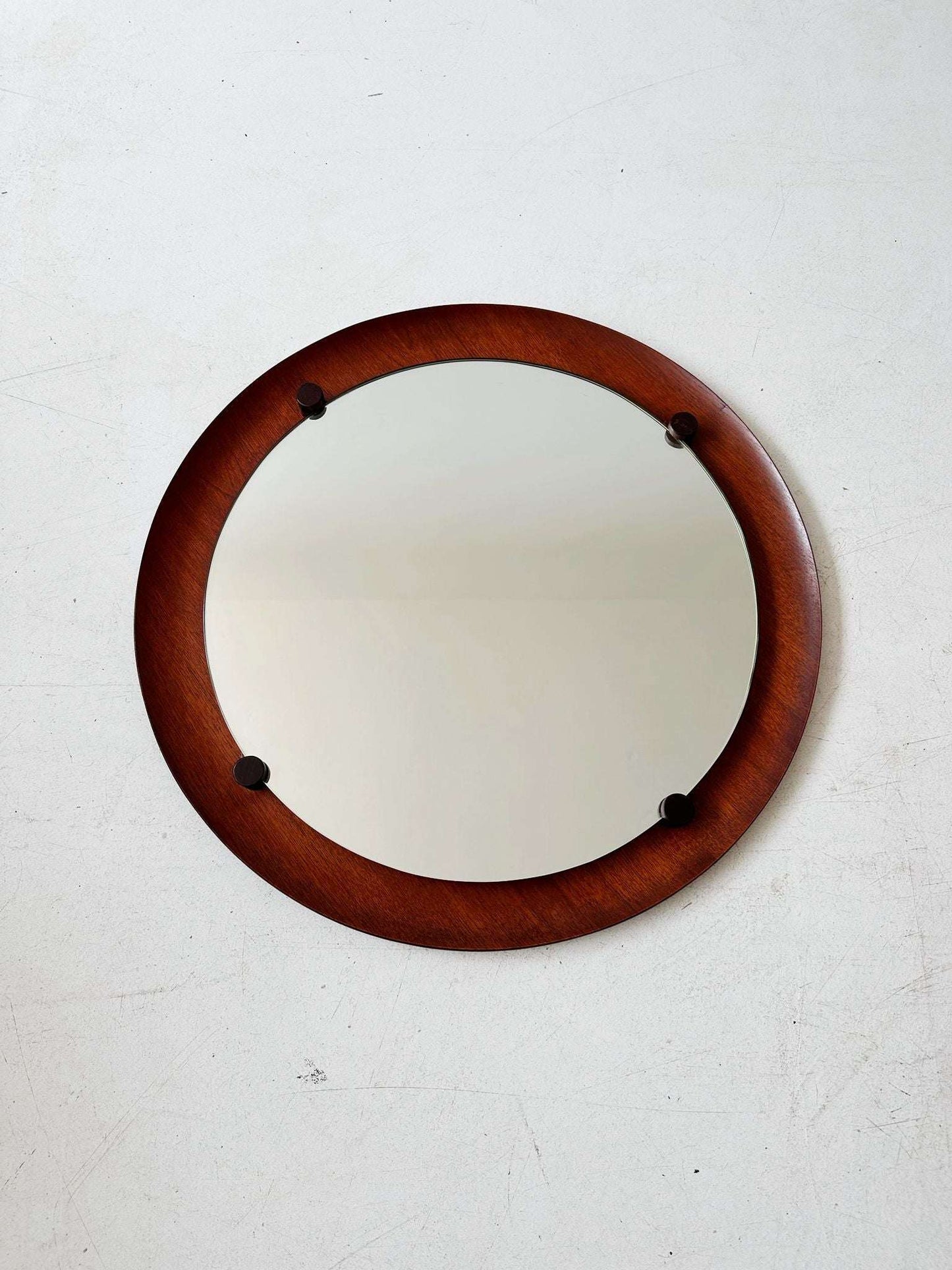 Round teak mirror by Campo e Graffi