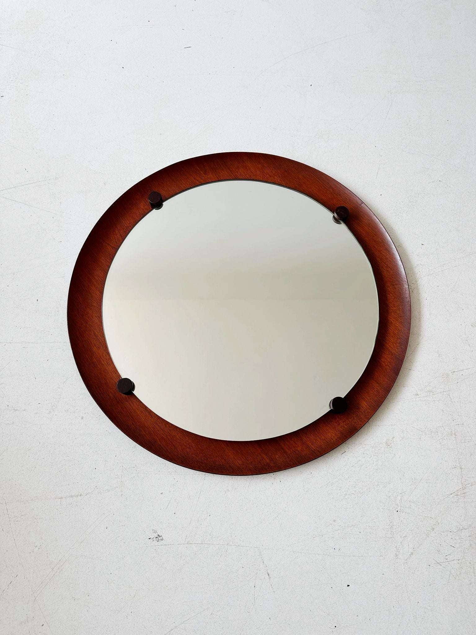 Round teak mirror by Campo e Graffi