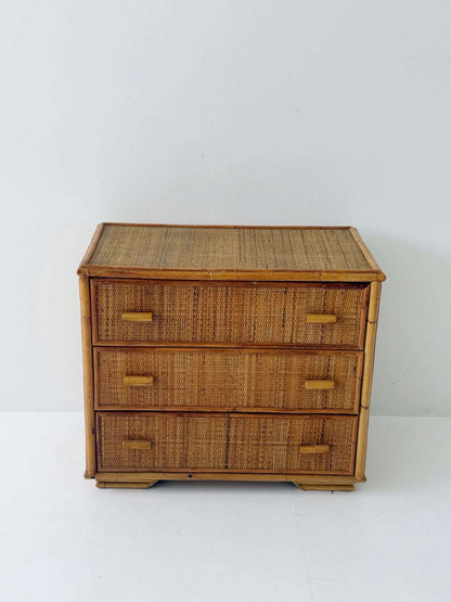 Bamboo and woven chest of drawers – 1960s