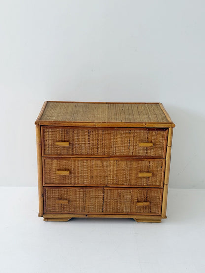 Bamboo and woven chest of drawers – 1960s