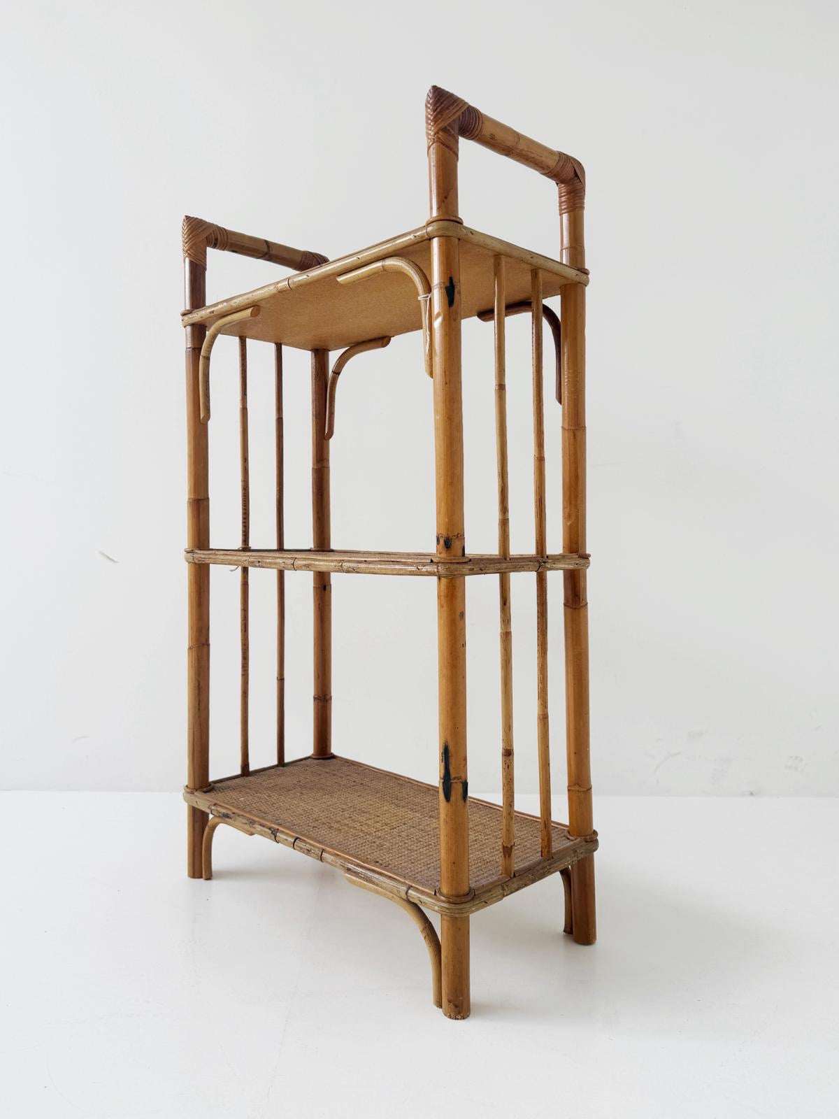 bamboo and rattan shelf – 1960s/1970s