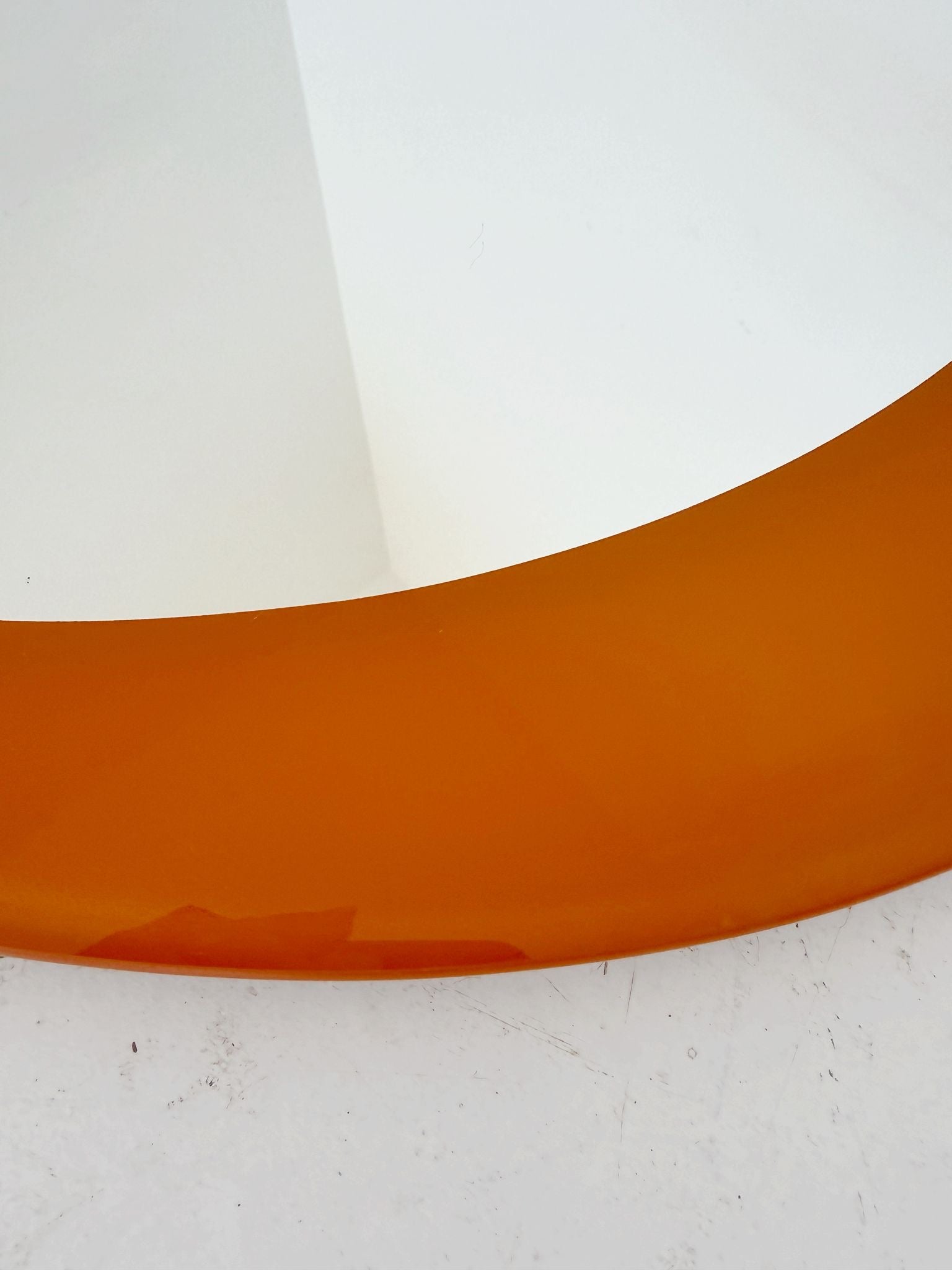 Oval mirror with orange back-painted glass frame, 1970s