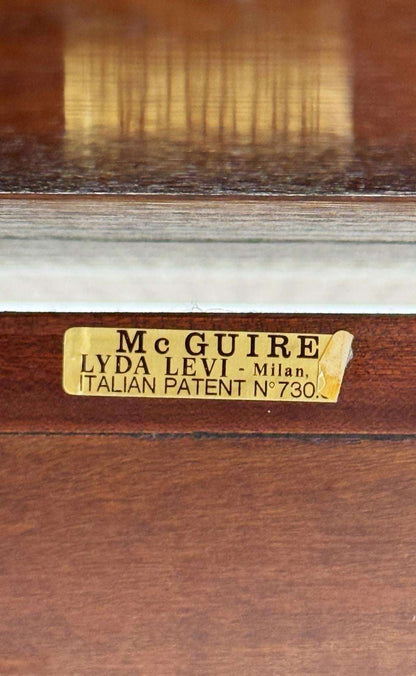 McGuire oak and rattan console/table by Lyda Levi (1970s)