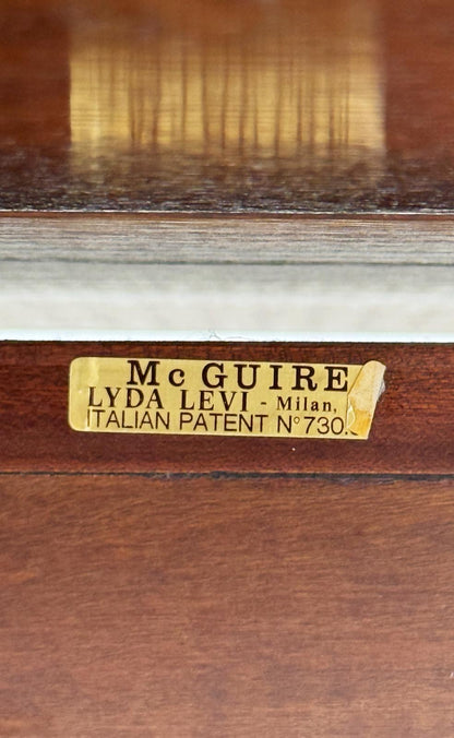 McGuire oak and rattan console/table by Lyda Levi (1970s)