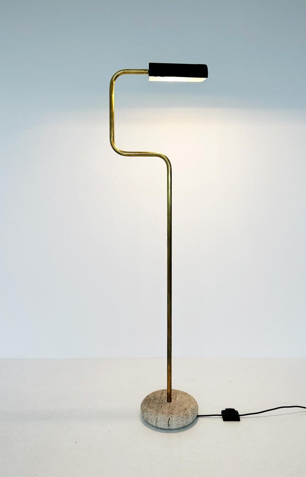 Floor lamp with travertine base