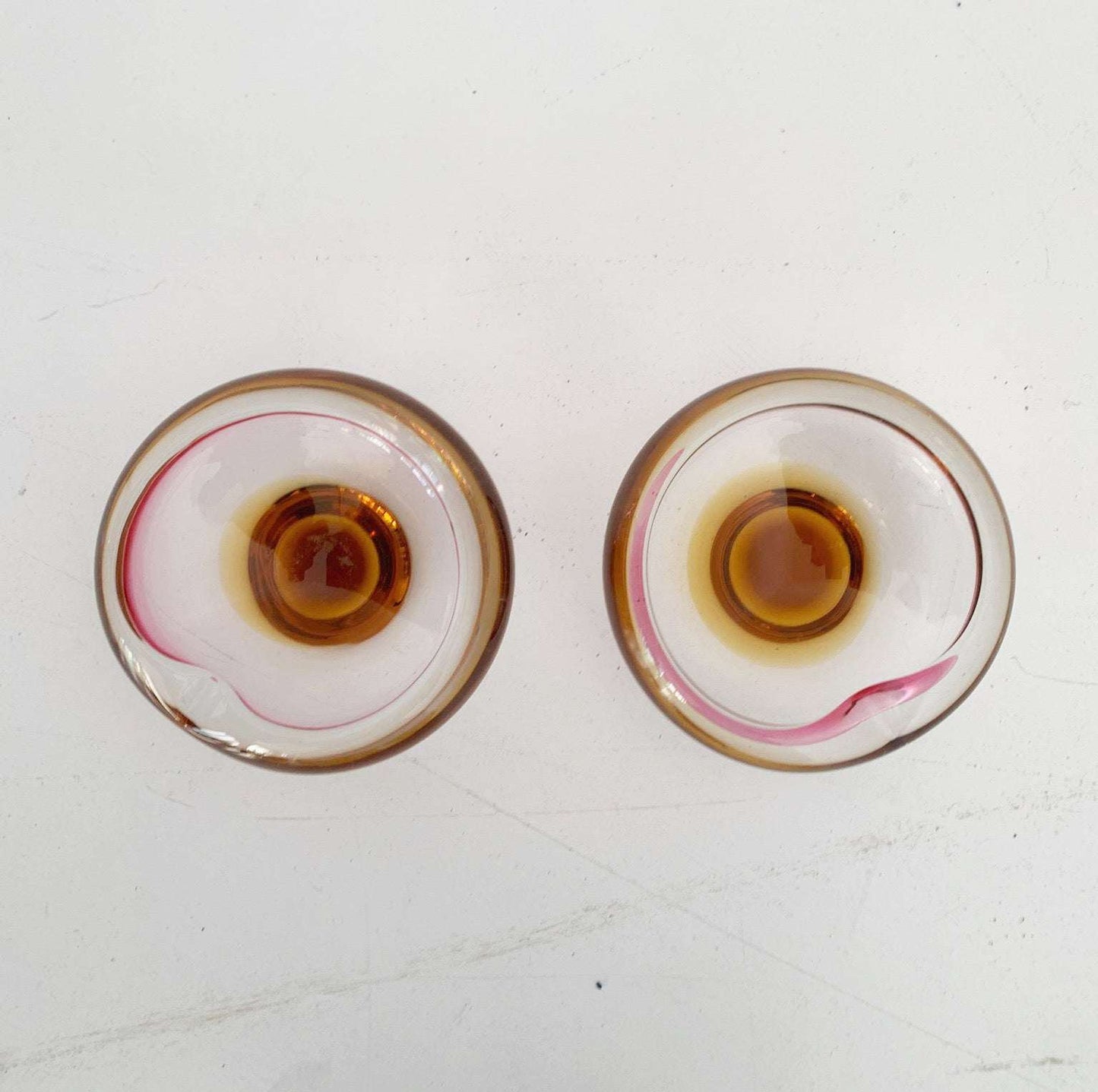 Pair of vintage submerged glass ashtrays