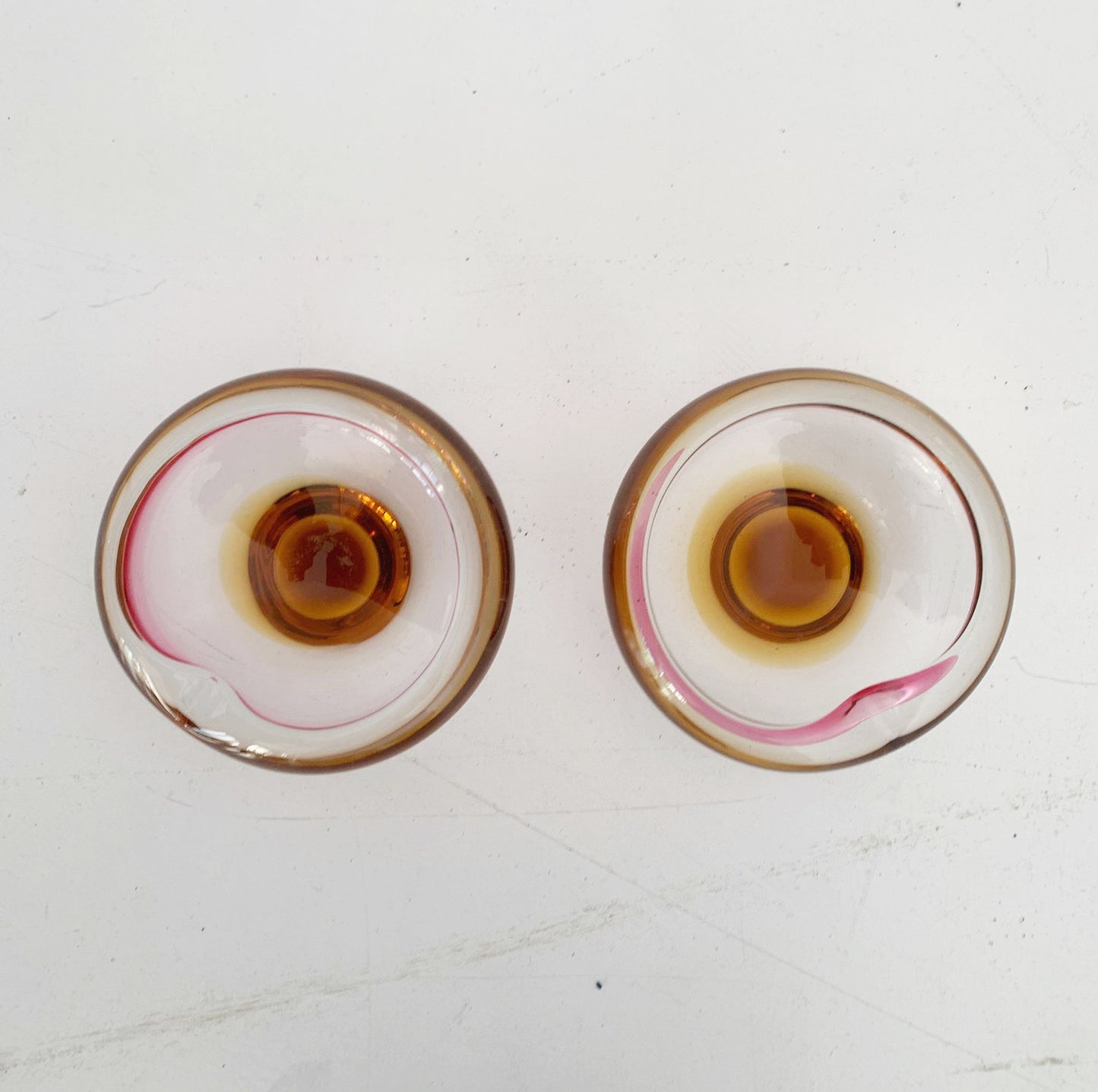 Pair of vintage submerged glass ashtrays