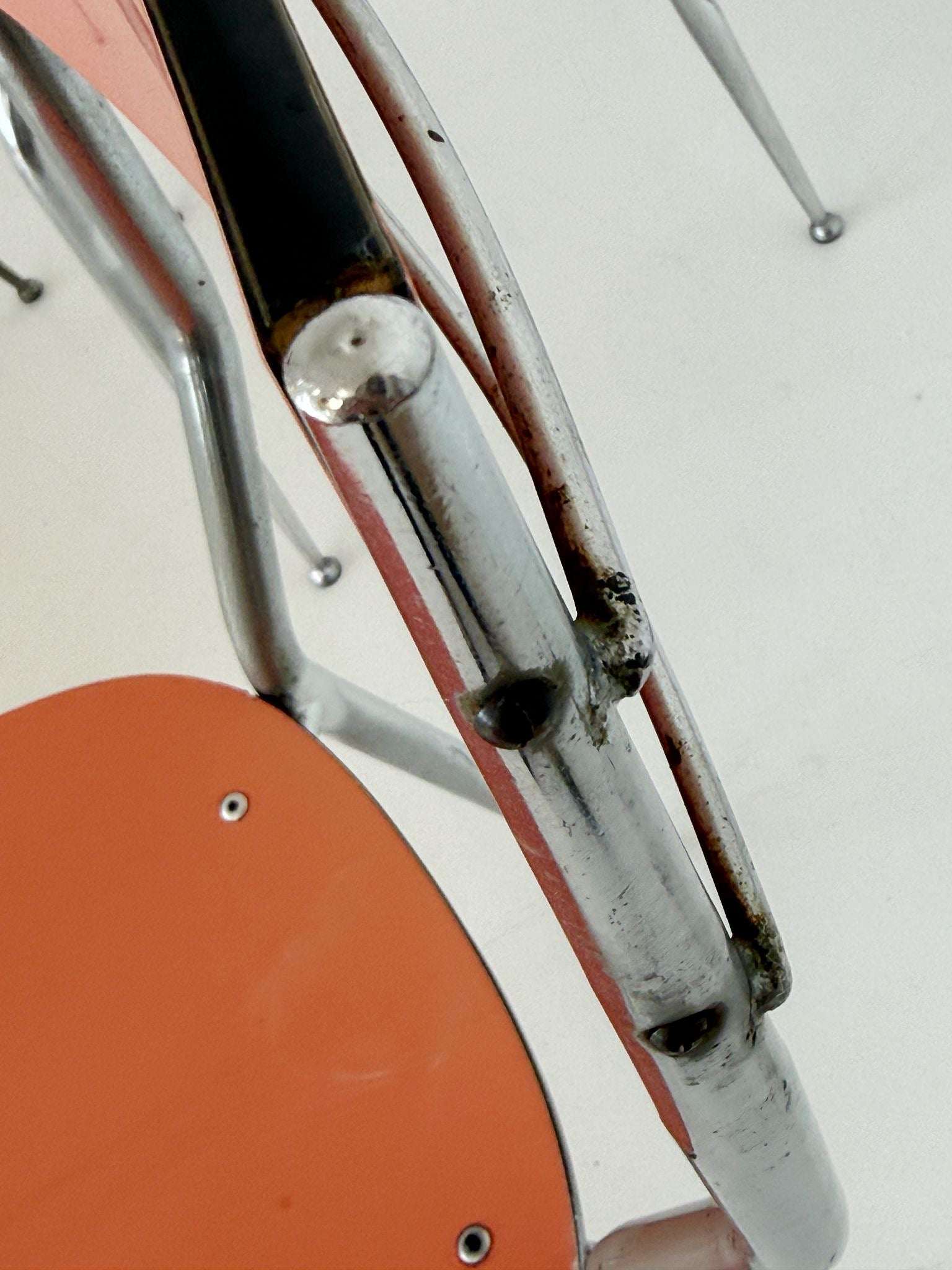 Set of 4 chairs in salmon-colored laminate and chromed metal, Italy, 1970s