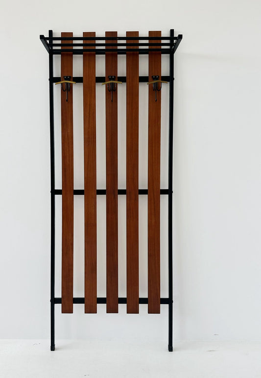 Coat rack with wooden strips