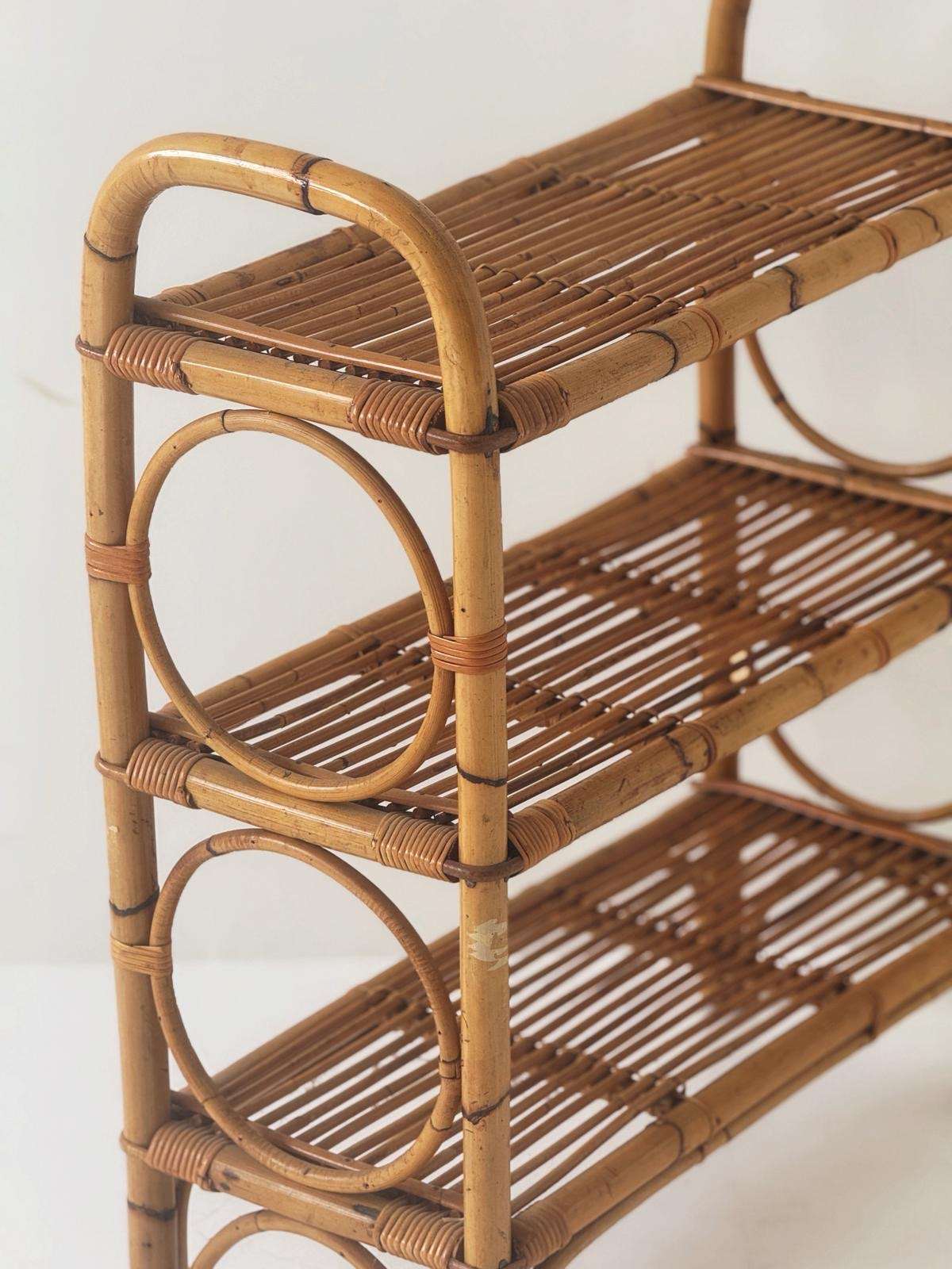 Bamboo Shelf with Circular Patterns – Italy, 1960s