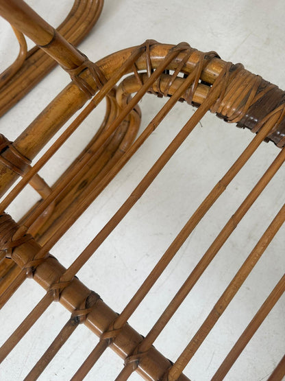 Original 60s rattan lounge set – 4 armchairs + coffee table